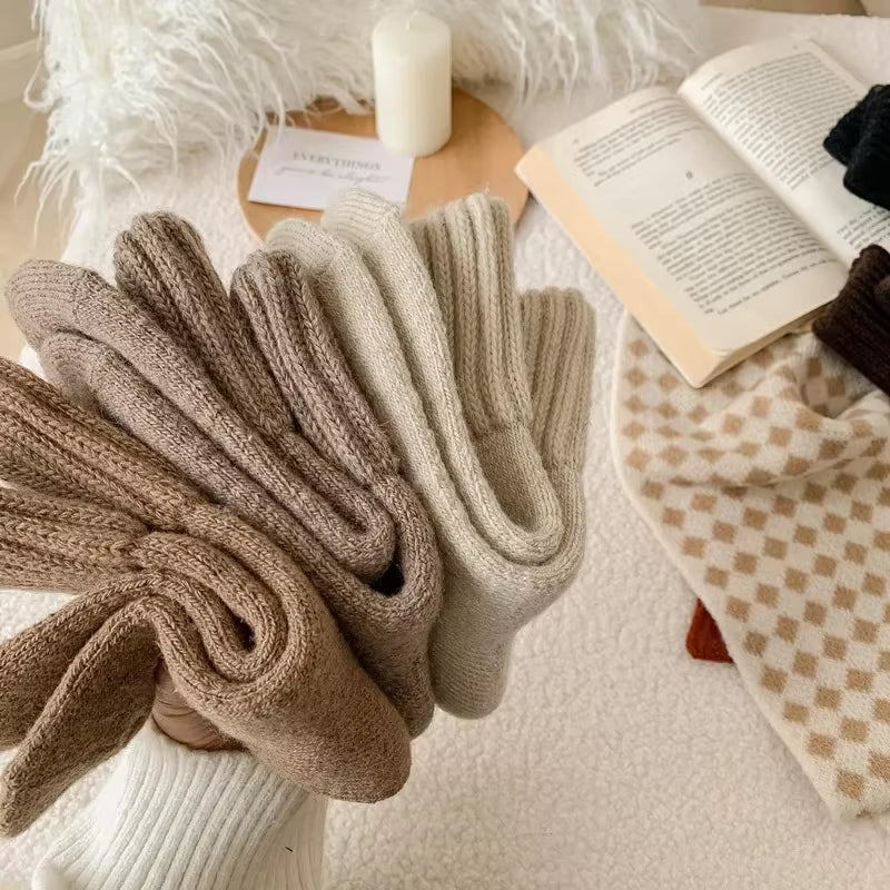 Wool Socks Women’S Breathable Comfortable Plush Low Winter Thickened Tube Snow Socks Korean Simple Warm Cashmere Socks