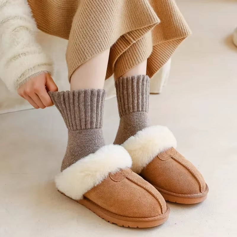 Wool Socks Women’S Breathable Comfortable Plush Low Winter Thickened Tube Snow Socks Korean Simple Warm Cashmere Socks