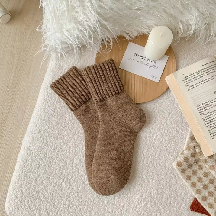Wool Socks Women’S Breathable Comfortable Plush Low Winter Thickened Tube Snow Socks Korean Simple Warm Cashmere Socks