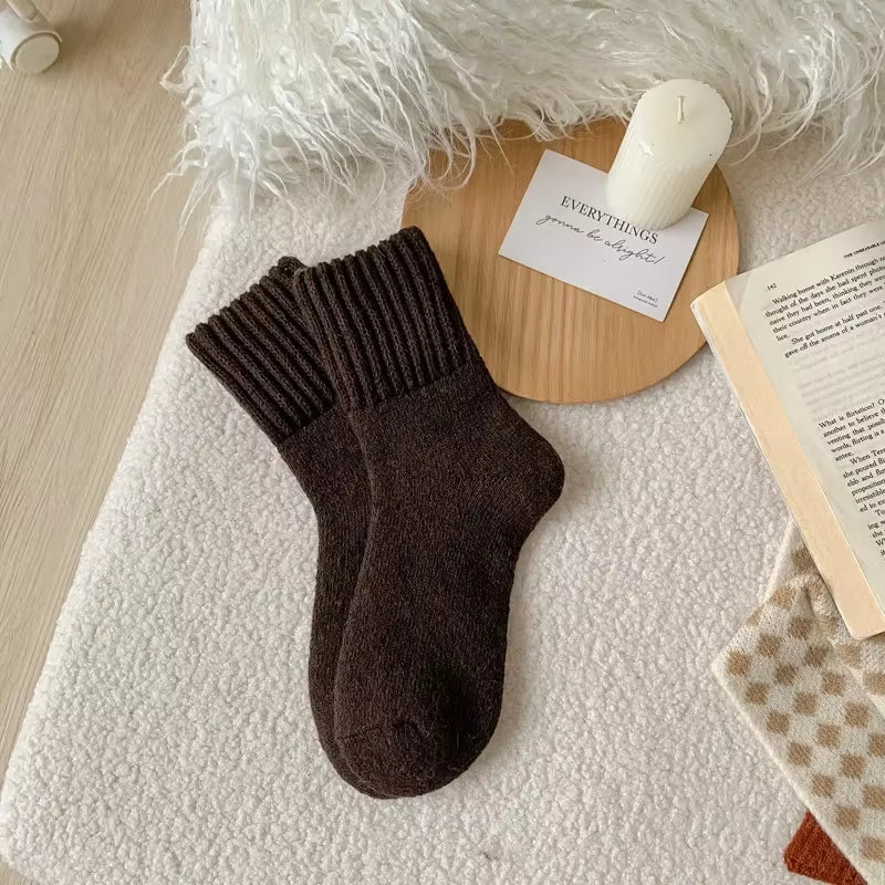 Wool Socks Women’S Breathable Comfortable Plush Low Winter Thickened Tube Snow Socks Korean Simple Warm Cashmere Socks